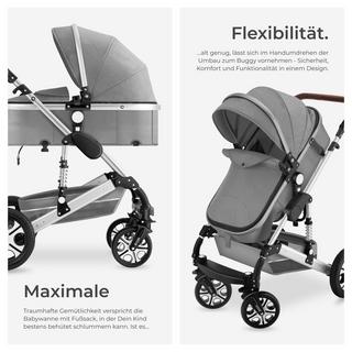 Tectake  Kombi-Kinderwagen Mats, klappbar, 5-Punkt-Gurt 