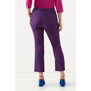 Ulla Popken  Pantalon Sophie, motif jacquard à fleurs. Jambe étroite et taille élastique. 