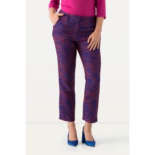 Ulla Popken  Pantalon Sophie, motif jacquard à fleurs. Jambe étroite et taille élastique. 