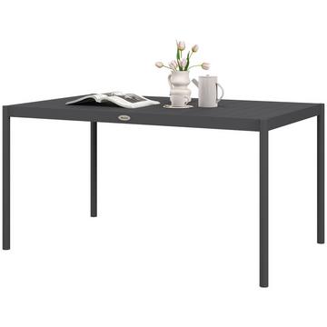 Table De Jardin, Table À Manger Pour 6 Personnes, Table De Terrasse, Table De Balcon En Aluminium, Gris Foncé, 145 X 90 X 74 Cm