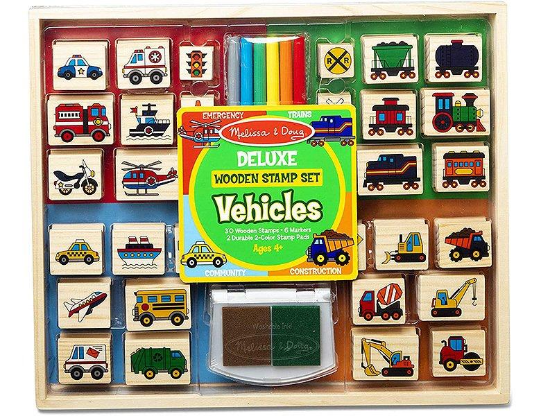 Melissa & Doug Holzstempel-Set Fahrzeuge (38Teile)  