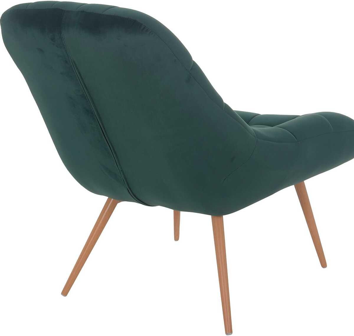 mutoni Fauteuil XXL velours vert pieds métal imitation bois  