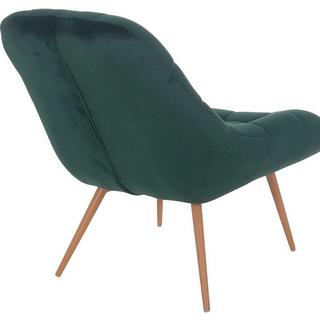 mutoni Fauteuil XXL velours vert pieds métal imitation bois  