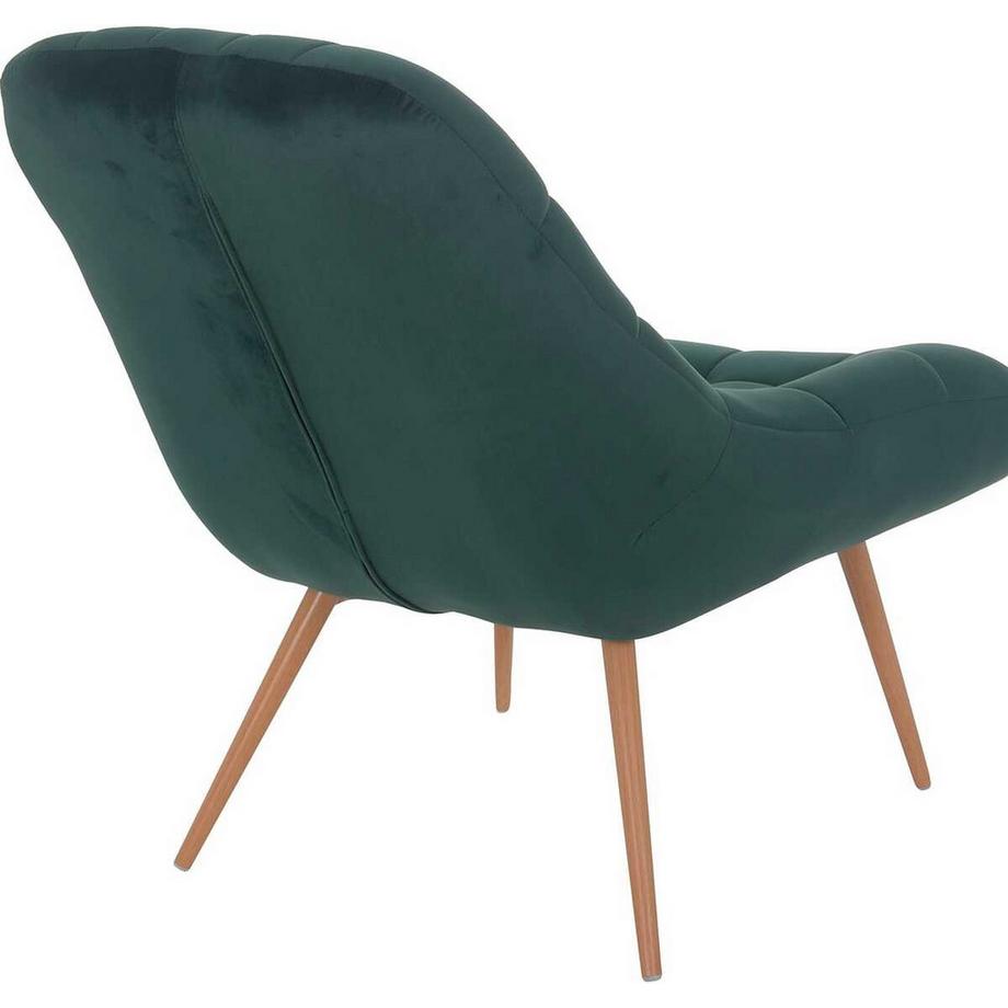 mutoni Poltrona XXL velluto verde gambe in metallo effetto legno  