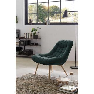 mutoni Fauteuil XXL velours vert pieds métal imitation bois  