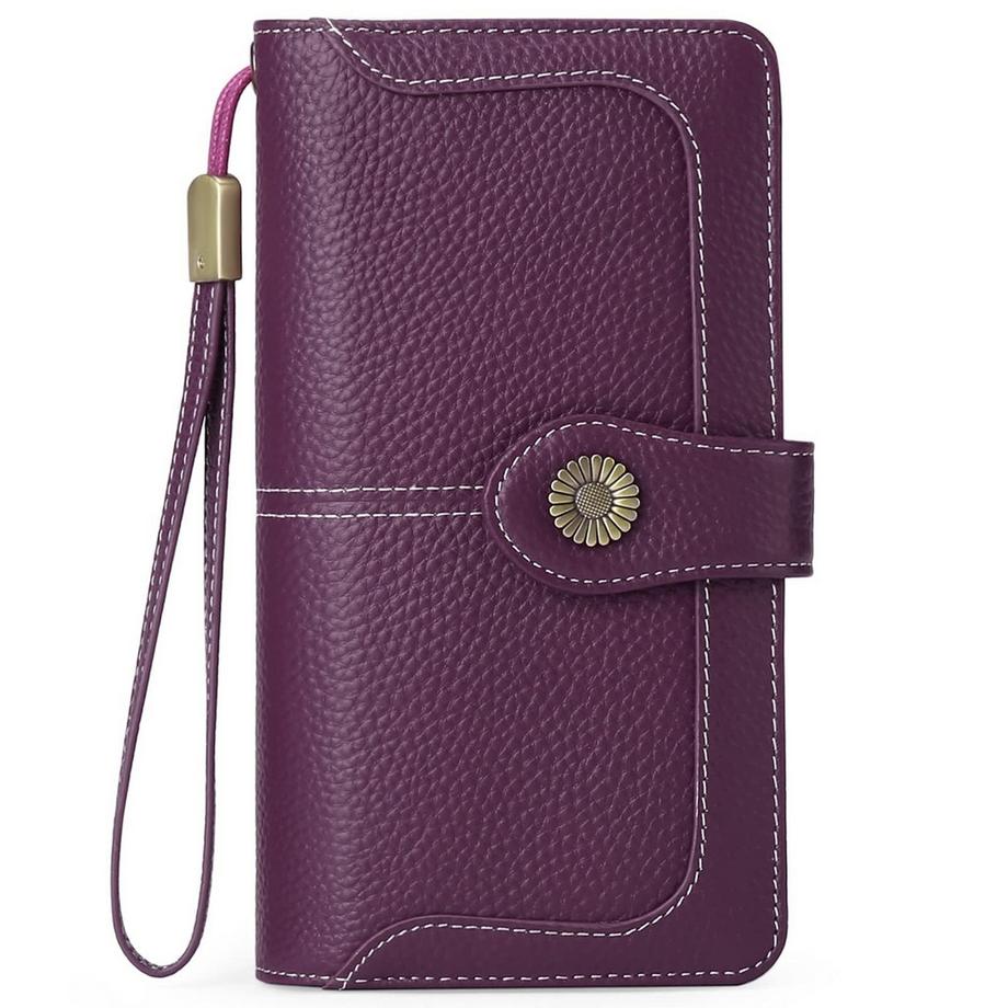 Only-bags.store Portefeuille En Cuir Grand Embrayage Protection RFID Bloquant le Porte-Monnaie Long de Grande Capacité avec 24 Emplacements pour Cartes  