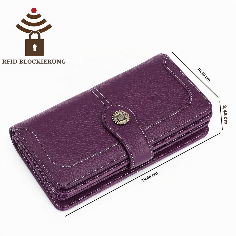 Only-bags.store Portefeuille En Cuir Grand Embrayage Protection RFID Bloquant le Porte-Monnaie Long de Grande Capacité avec 24 Emplacements pour Cartes  