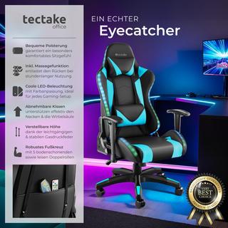 Tectake Chaise de gaming TARTAROS avec fonction massage et LED  