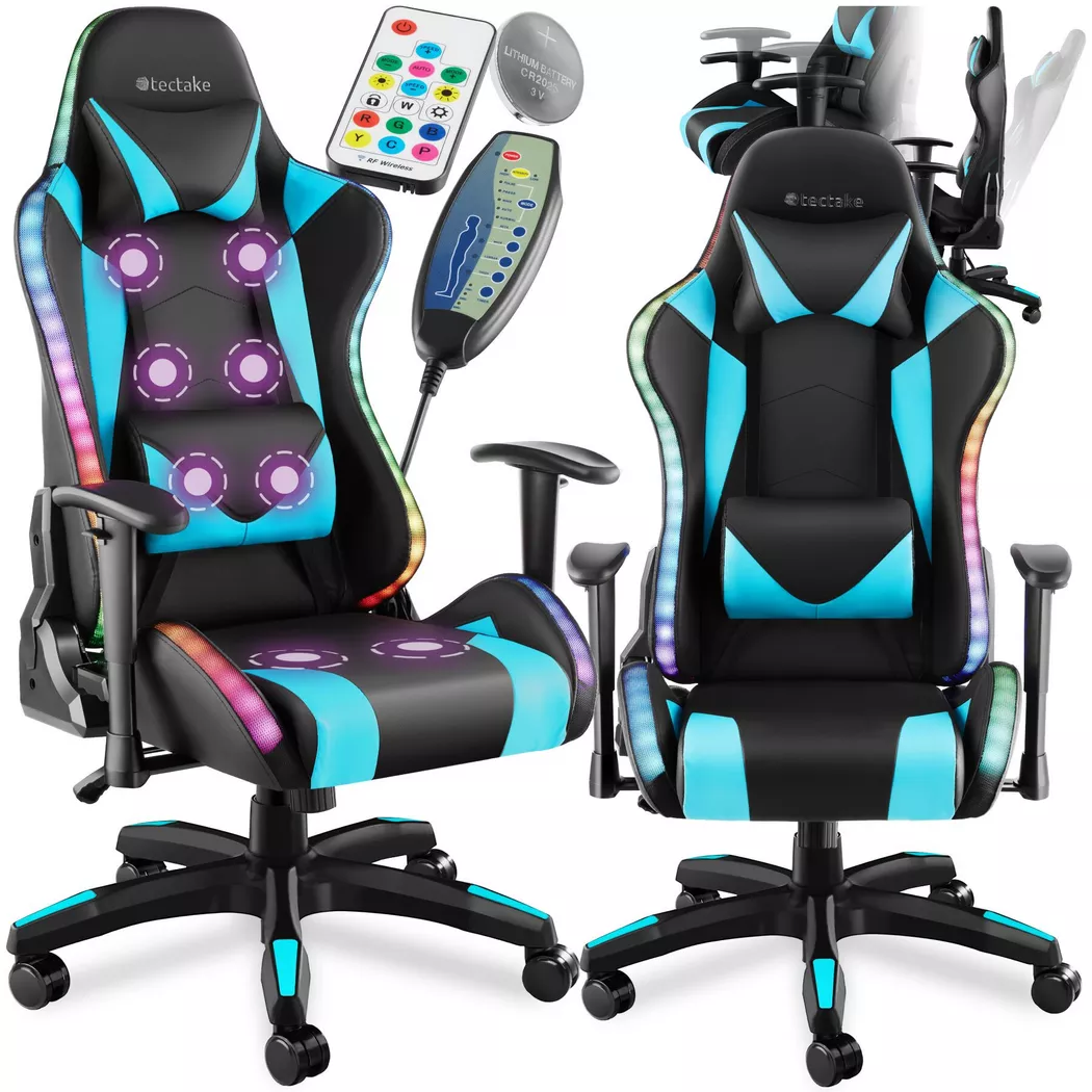 Tectake - Chaise de gaming forme ergonomique avec dossier réglable
