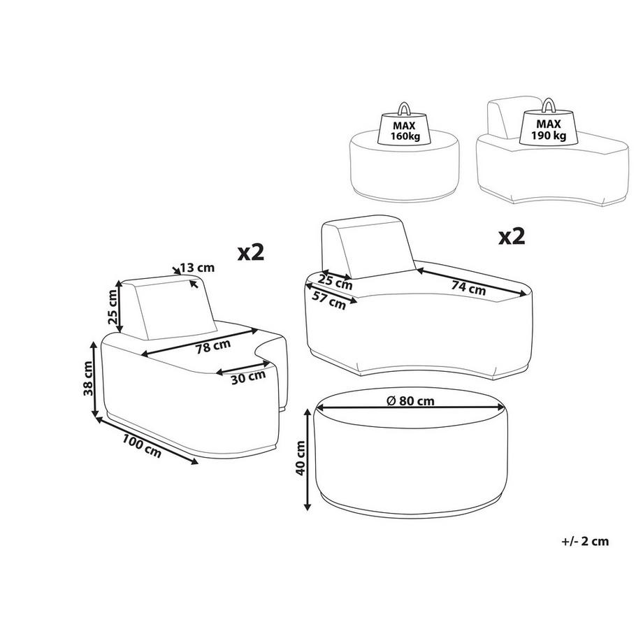 Beliani Salotto da giardino en Tessuto  FABRO  