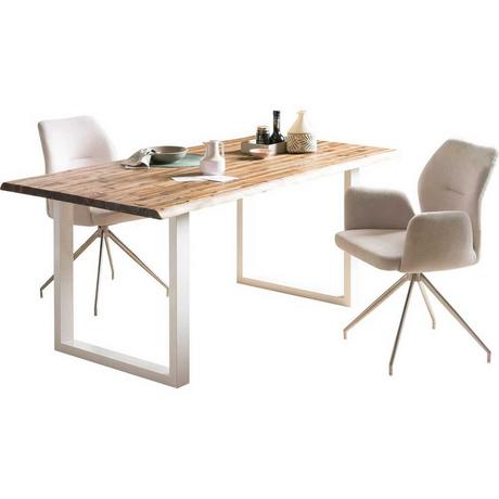 mutoni Tavolo da pranzo in acacia naturale bianco 120x80  