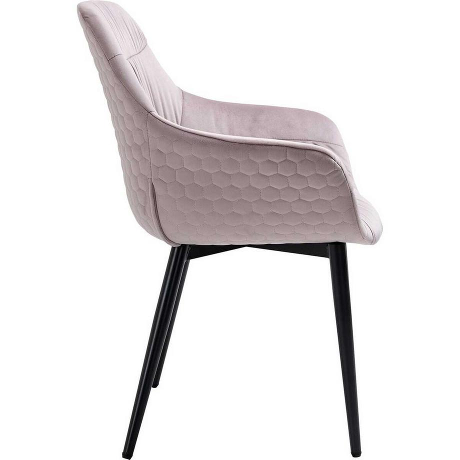 mutoni Chaise avec accoudoirs velours rose  