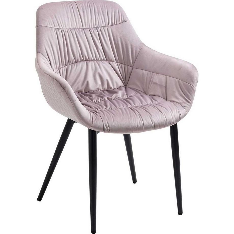 mutoni Chaise avec accoudoirs velours rose  