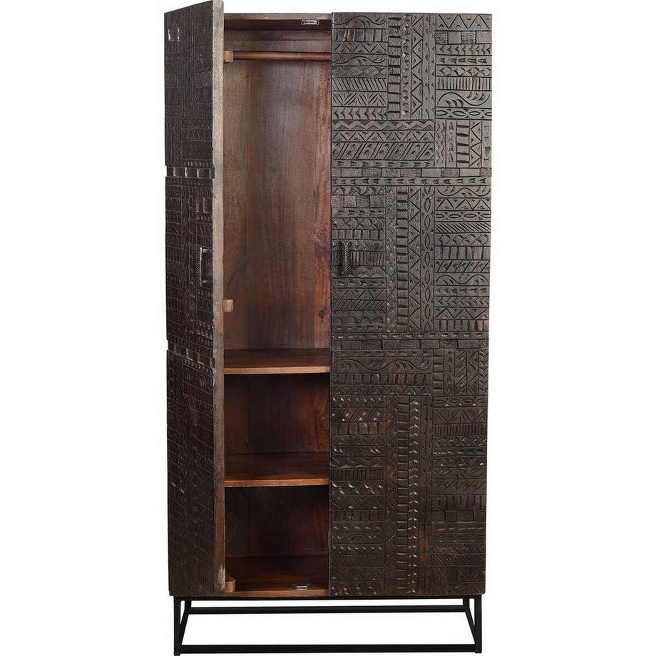 mutoni Schrank Hieroglyph Mango dunkelbraun 90x180  
