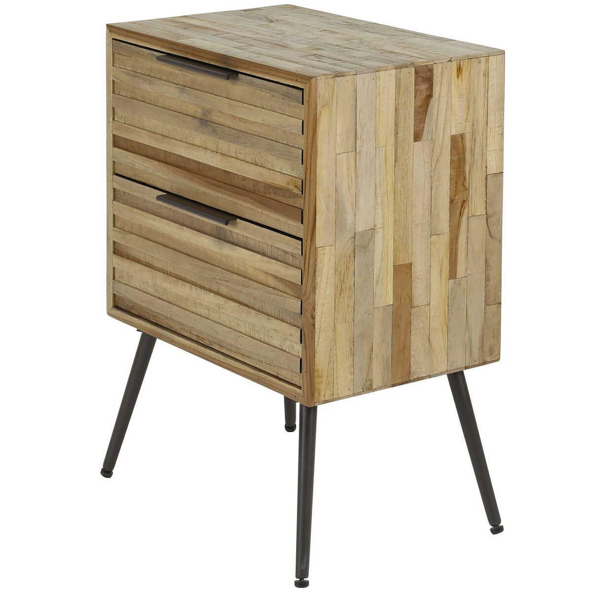 mutoni Comodino Teca Strip 2 cassetti in teak anticato  