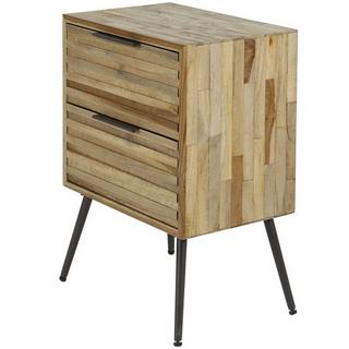 mutoni Comodino Teca Strip 2 cassetti in teak anticato  