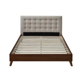 Vente-unique Lit 160 x 200 cm avec tête de lit capitonnée - Tissu - Beige + Matelas - FRANCESCO  