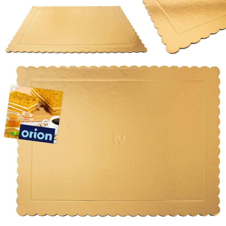 Orion  Rechteckige Kuchenplatte 40x30 cm aus glänzendem Goldkarton 