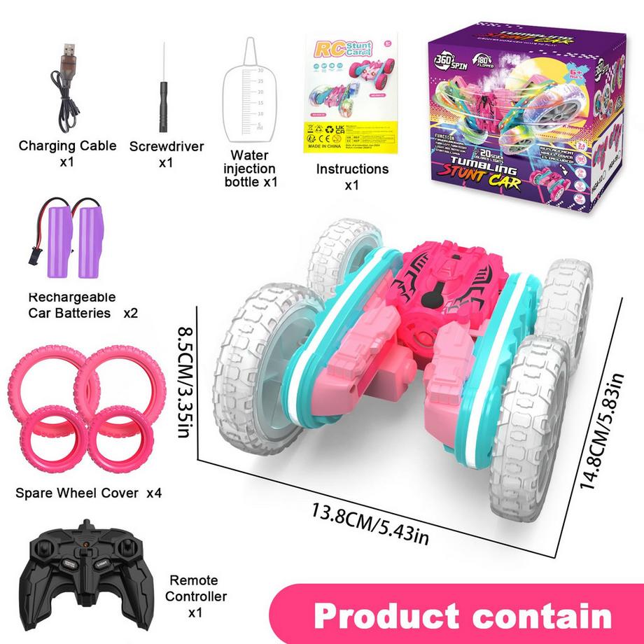 Activity-board  2,4 GHz 4WD ferngesteuertes Auto mit Scheinwerfern, 360 ° Flip RC Auto Spielzeug von 3-12 Jahren Mädchen 