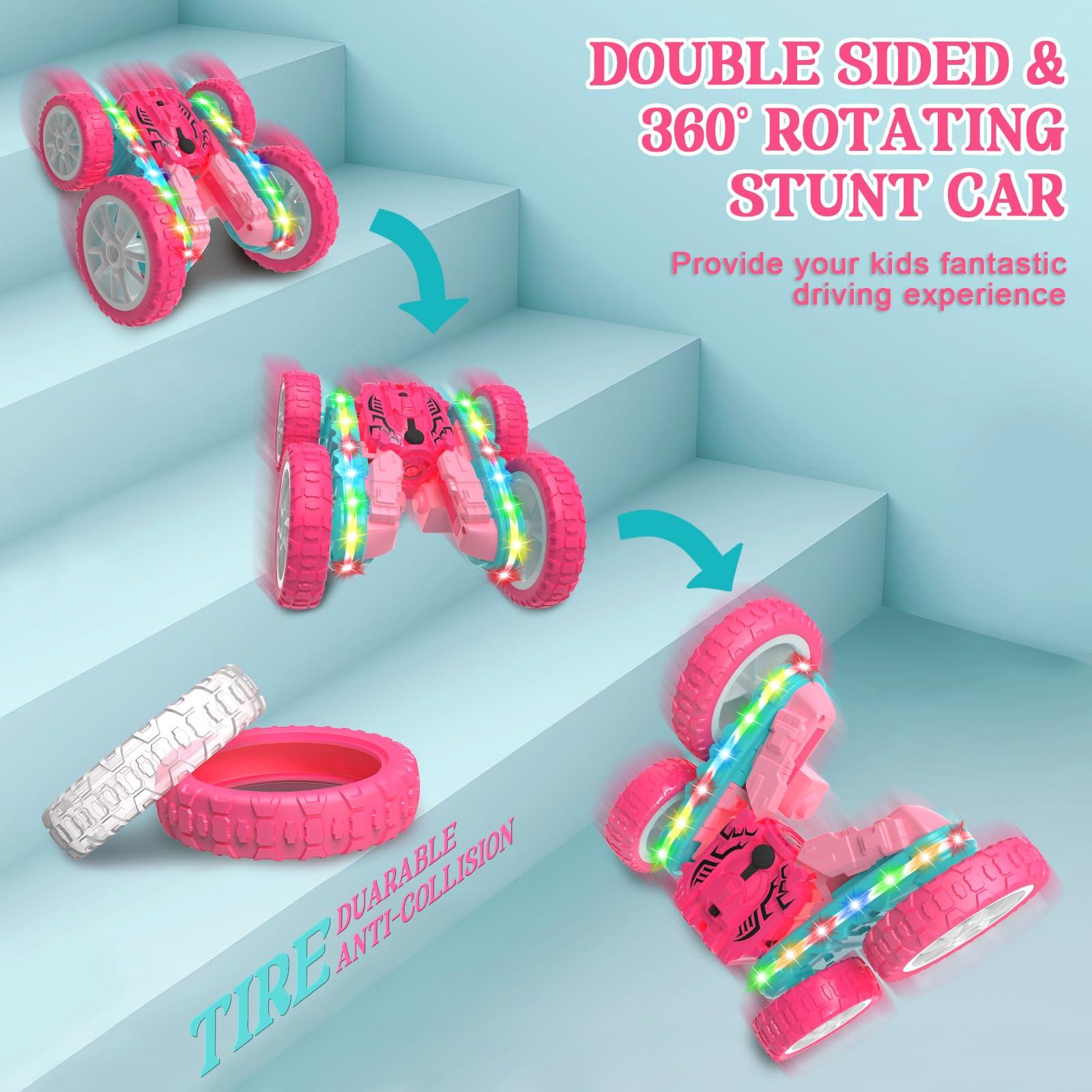 Activity-board  2,4 GHz 4WD ferngesteuertes Auto mit Scheinwerfern, 360 ° Flip RC Auto Spielzeug von 3-12 Jahren Mädchen 