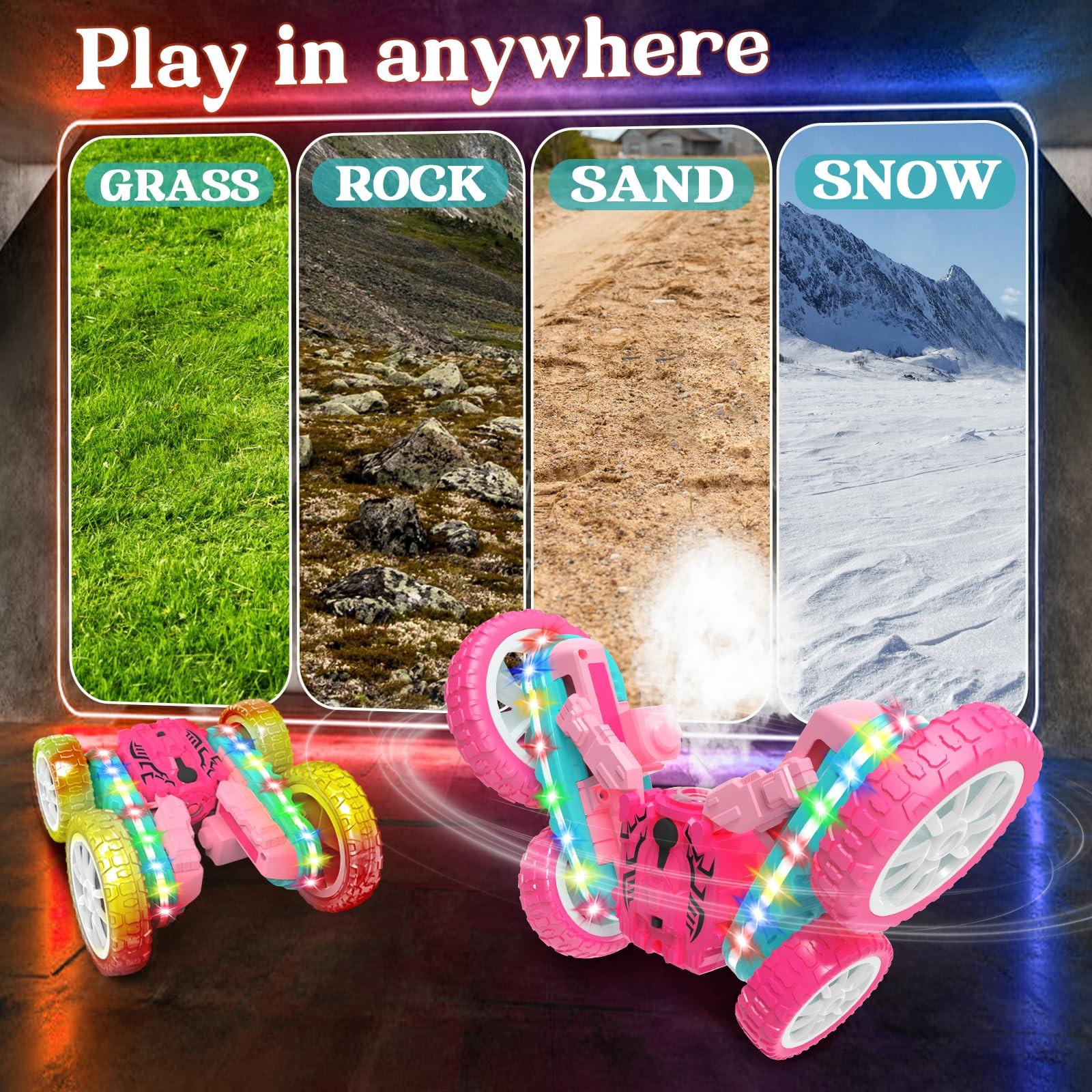 Activity-board  2,4 GHz 4WD ferngesteuertes Auto mit Scheinwerfern, 360 ° Flip RC Auto Spielzeug von 3-12 Jahren Mädchen 