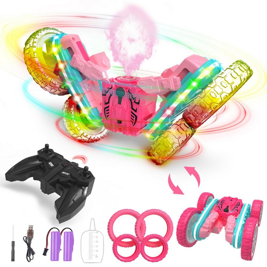 2,4 GHz 4WD ferngesteuertes Auto mit Scheinwerfern, 360 ° Flip RC Auto Spielzeug von 3-12 Jahren Mädchen