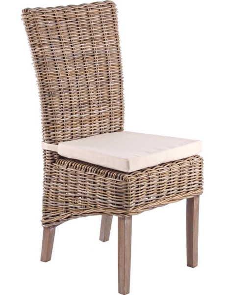 mutoni Chaise de jardin en rotin avec coussins Luzia  