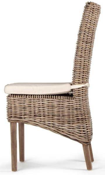 mutoni Chaise de jardin en rotin avec coussins Luzia  