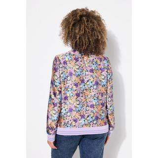 Ulla Popken Wendeblouson Blüten Uni Collegekragen Rippbündchen  