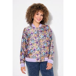 Ulla Popken Wendeblouson Blüten Uni Collegekragen Rippbündchen  