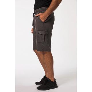 JP1880  Bermuda en molleton. Délavage vintage, taille élastique et poches cargo gris graphite 