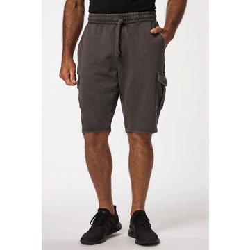 Bermuda en molleton. Délavage vintage, taille élastique et poches cargo gris graphite