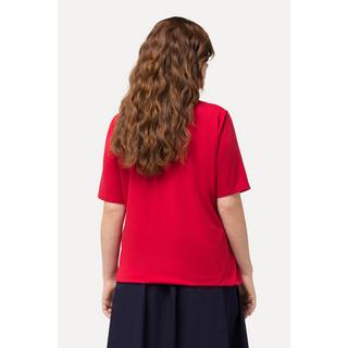 Ulla Popken  T-shirt à manches courtes, avec col V et base élastique. Imprimé abeilles 