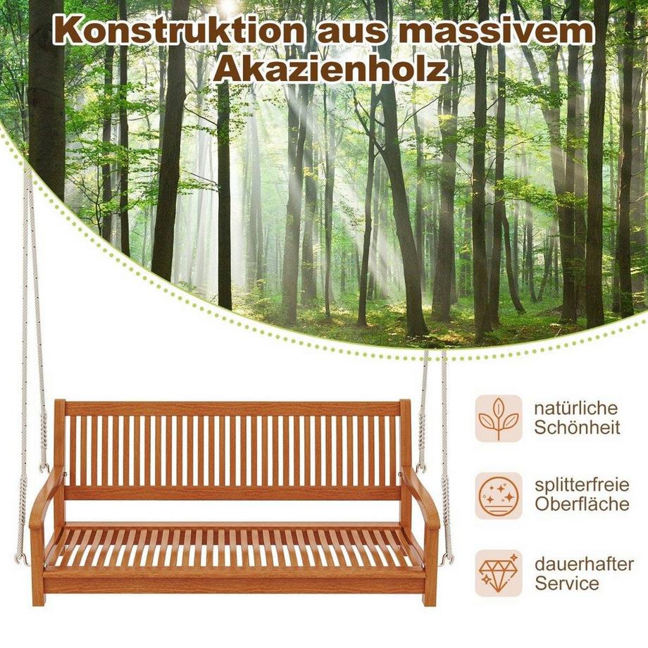 Northix Balancelle 2 places jusqu'à 360 kg de capacité de charge Balancelle de véranda en bois d'acacia  