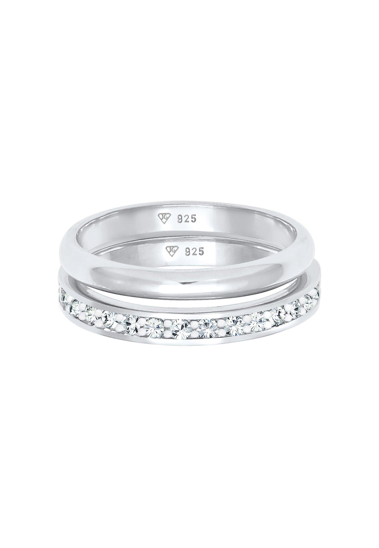 Elli  Ring Kristalle Memoire Bandring Basic 2Er Set 925 Sterling Silber 