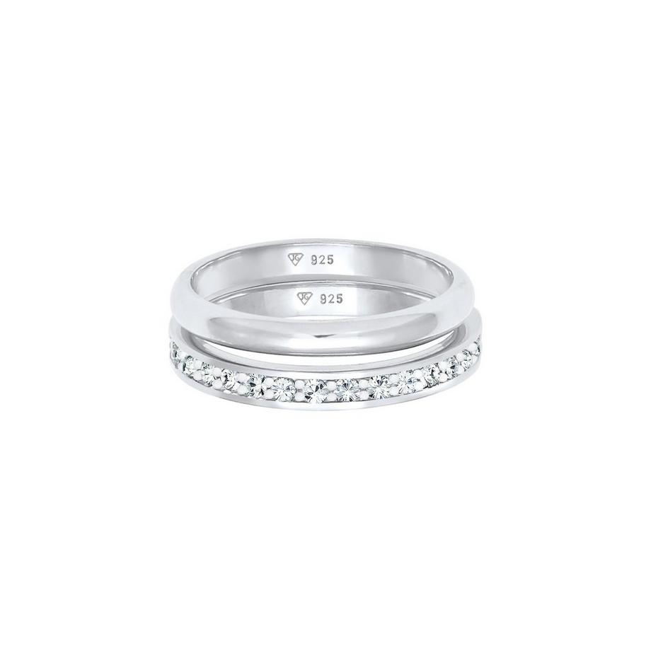 Elli  Ring Kristalle Memoire Bandring Basic 2Er Set 925 Sterling Silber 