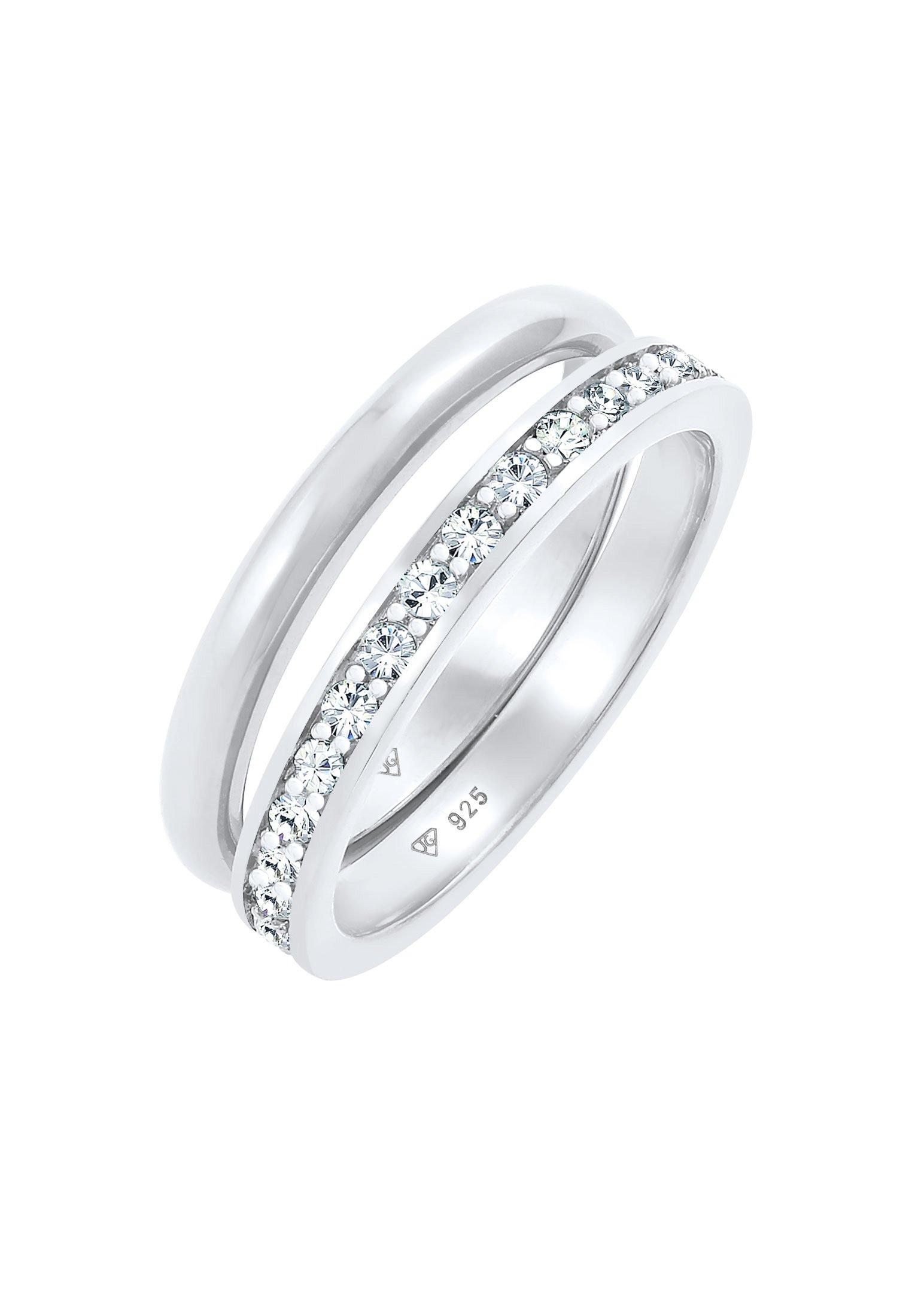 Elli  Ring Kristalle Memoire Bandring Basic 2Er Set 925 Sterling Silber 