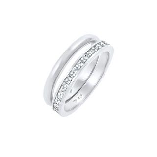 Elli  Bague Kristalle Memoire Bandring Basic 2Er Set 925 Silber 