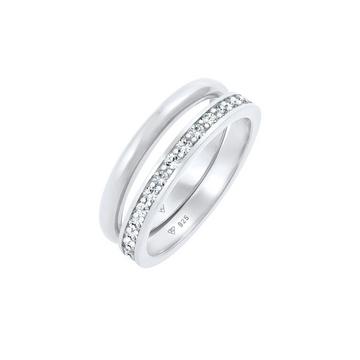 Ring Kristalle Memoire Bandring Basic 2Er Set 925 Sterling Silber