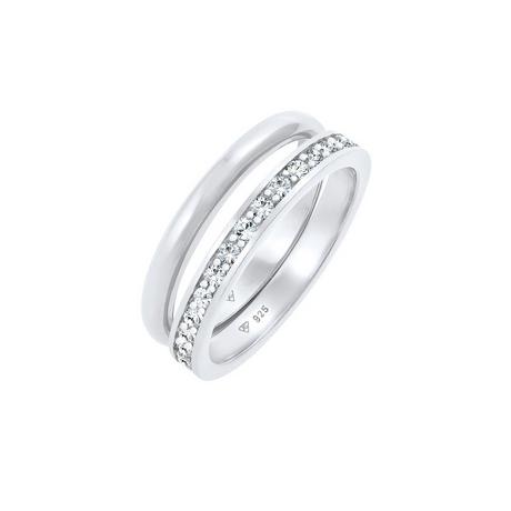 Elli  Ring Kristalle Memoire Bandring Basic 2Er Set 925 Sterling Silber 