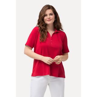 Ulla Popken Poloshirt Webkragen Knopfleiste Halbarm  