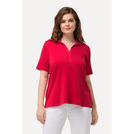 Ulla Popken Poloshirt Webkragen Knopfleiste Halbarm  