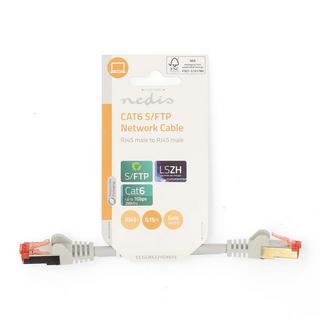 Nedis  Câble réseau CAT6 | RJ45 Mâle | RJ45 Mâle | S/FTP | 0,15 m | Rond | LSZH | Gris | Étiquette 