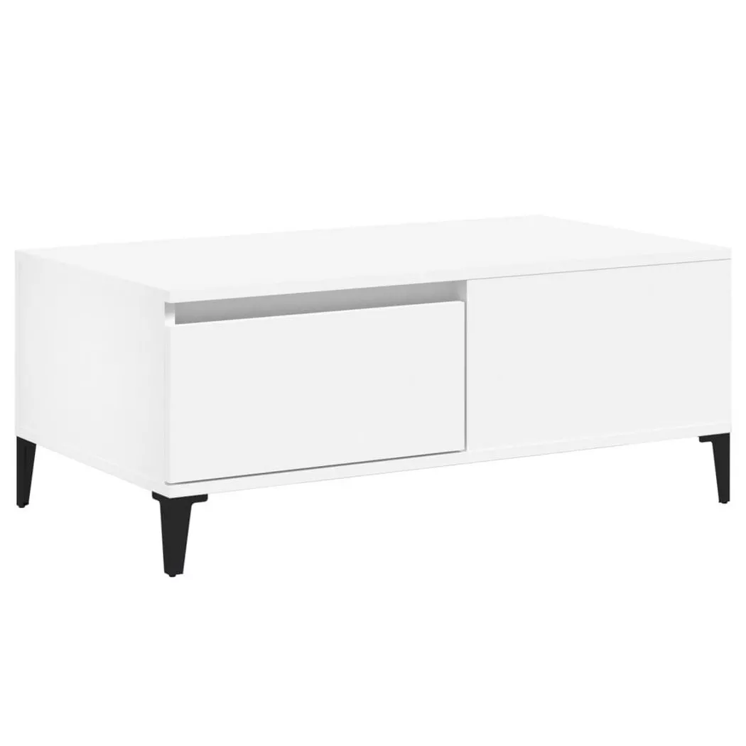 Table basse Blanc 90x50x36,5 cm Bois d ingénierie