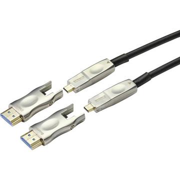 SpeaKa Professional Câble optique HDMI AOC hybride avec fiche HDMI standard et micro, 100 M