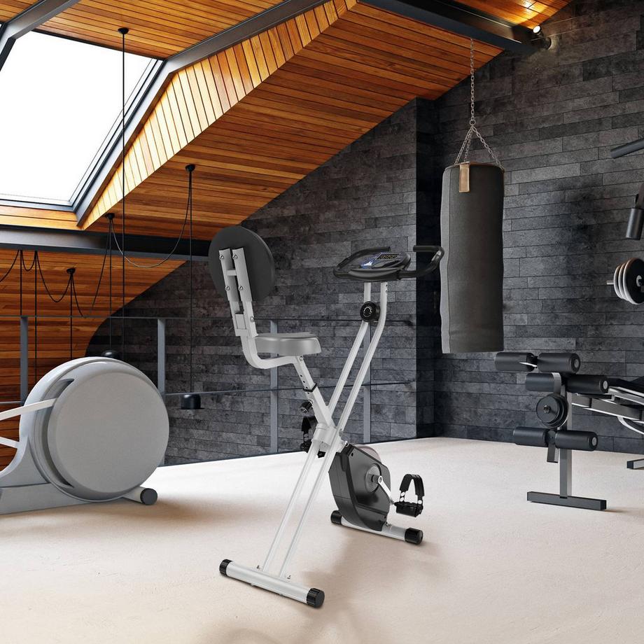 Northio  Vélo D'Appartement F-Bike Vélo D'Appartement Avec Résistance Magnétique À 8 Niveaux, Réglable En Hauteur, Acier, Noir + Gris, 43X97X109 Cm 