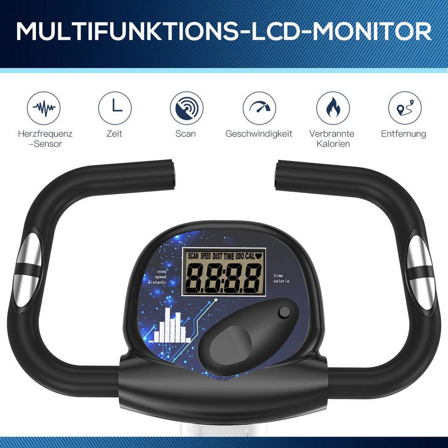 Northio  Vélo D'Appartement F-Bike Vélo D'Appartement Avec Résistance Magnétique À 8 Niveaux, Réglable En Hauteur, Acier, Noir + Gris, 43X97X109 Cm 