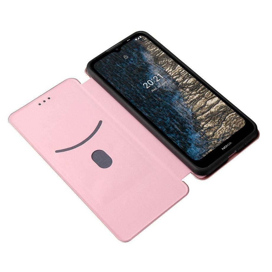 Cover-Discount  custodia Nokia C20 - Custodia flip look carbonio rosa 