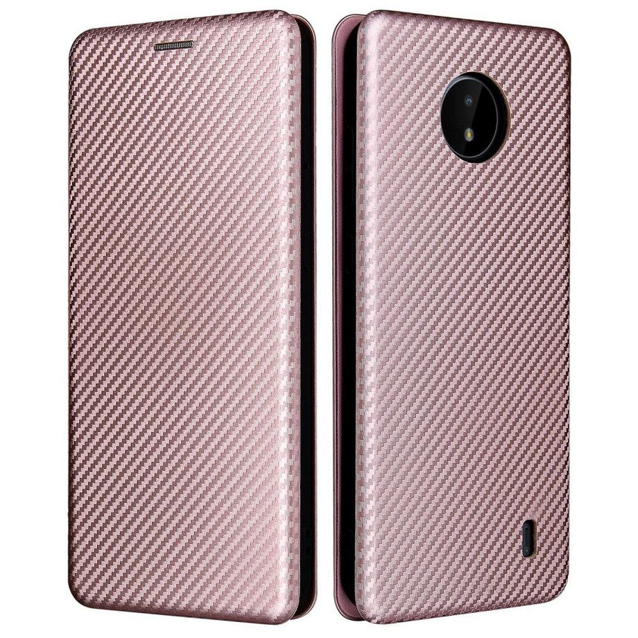 custodia Nokia C20 - Custodia flip look carbonio rosa