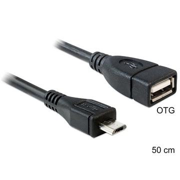 50cm USB micro-B/USB2.0-A câble USB 0,5 m Micro-USB B USB A Noir